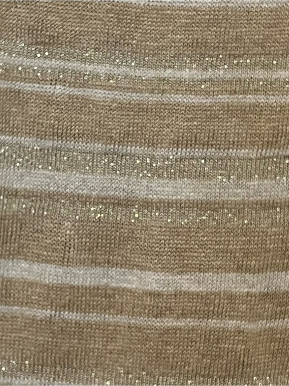 Lauren Ralph Lauren Tan Striped Shimmer Knit Linen Silk Blend Top Size XL - Picture 5 of 11